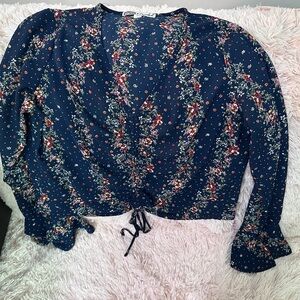 Gypsies & Moondust Navy Floral Blouse